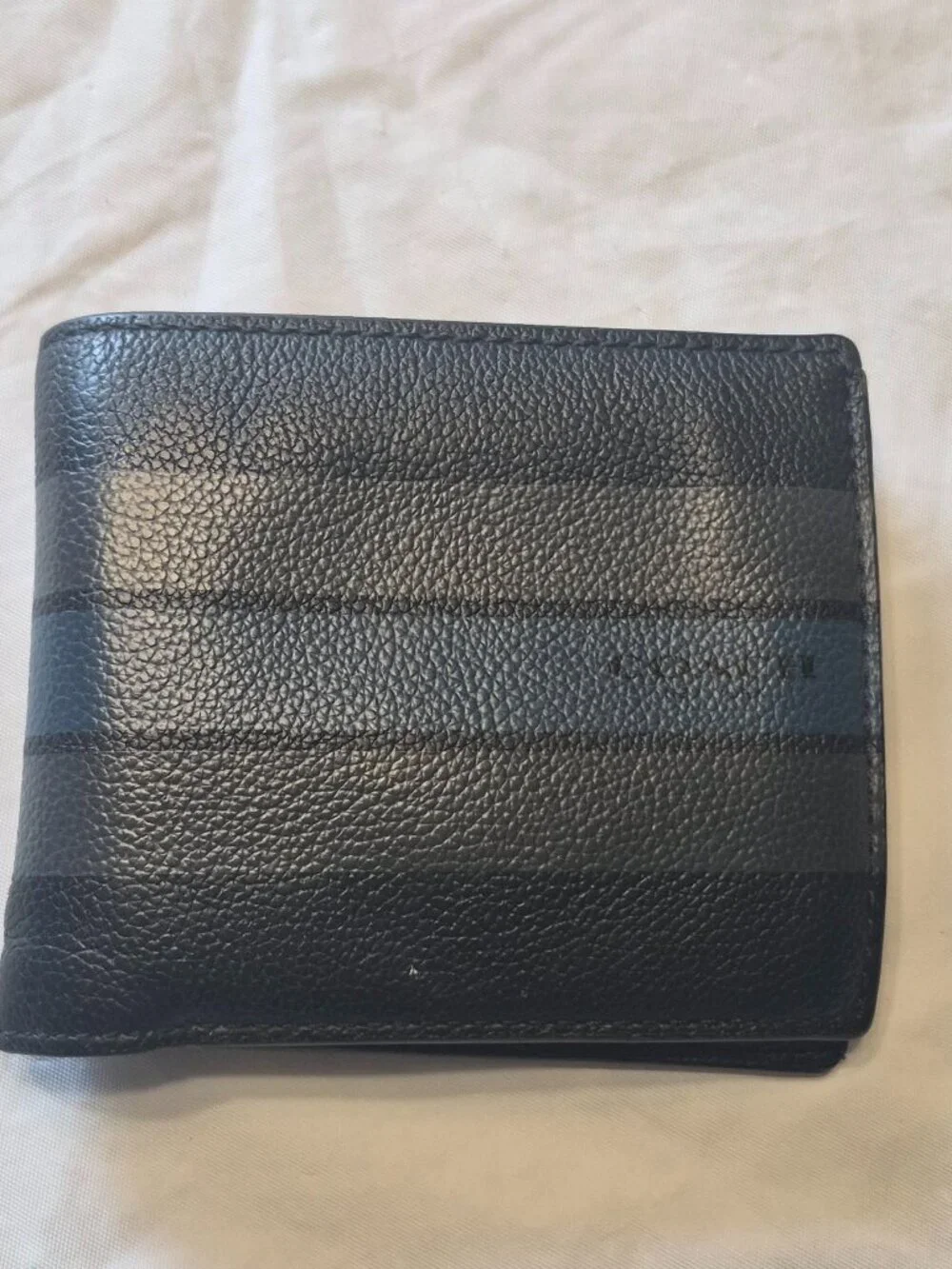 Two Men's Coach Classic Bifold Leather Wallets One Solid, One Striped